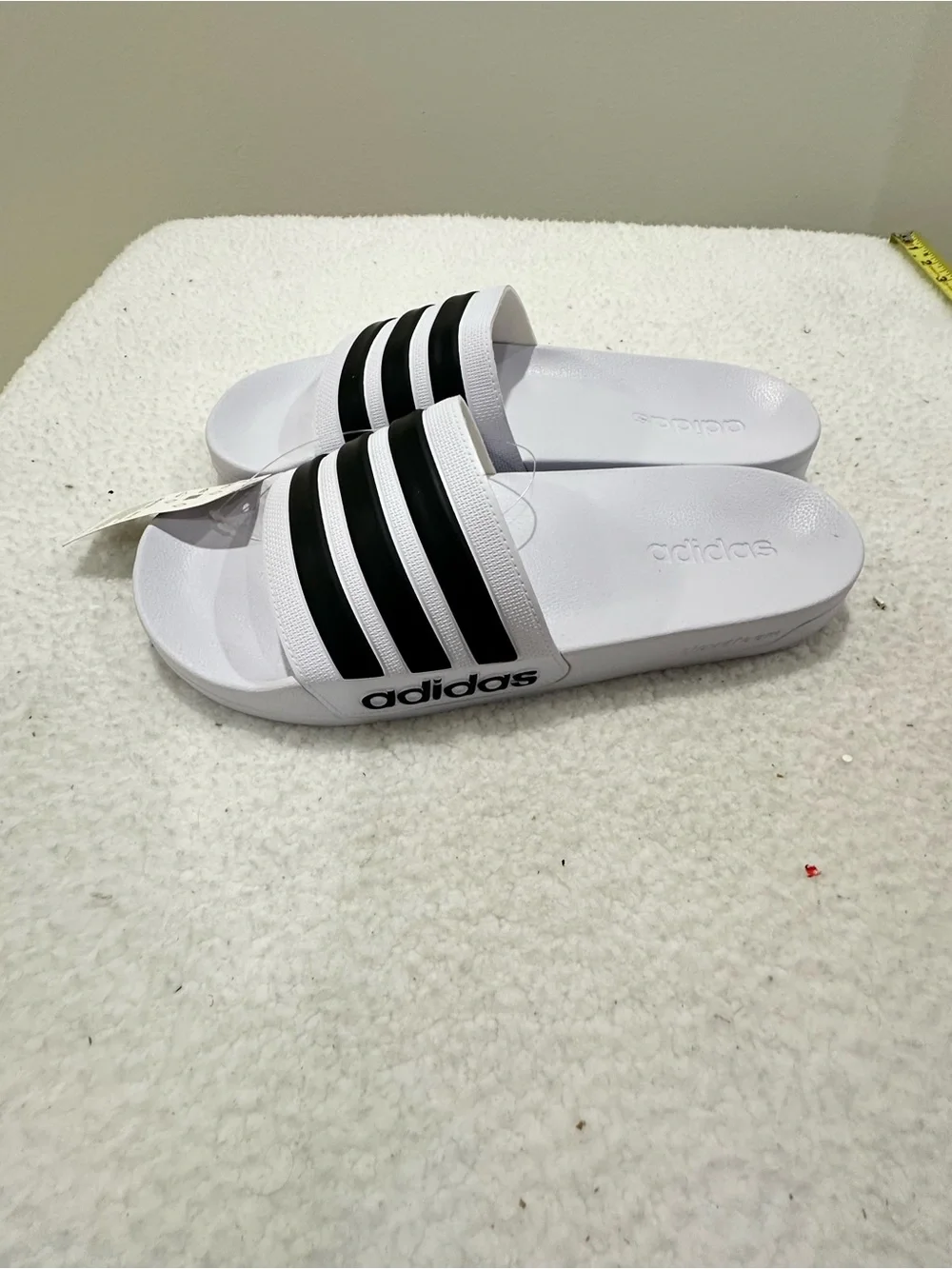 White Adidas Slides